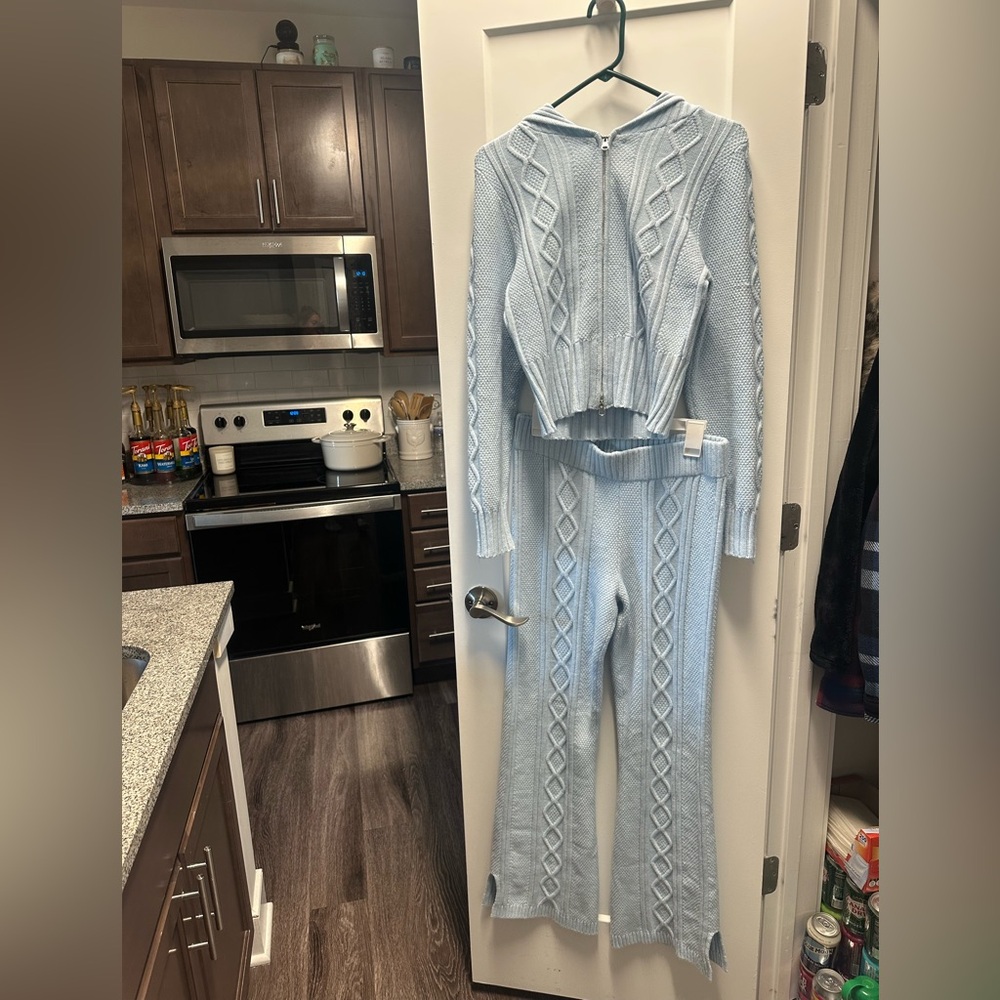 Wild Fable Light Blue Cable Knit Jumpsuit